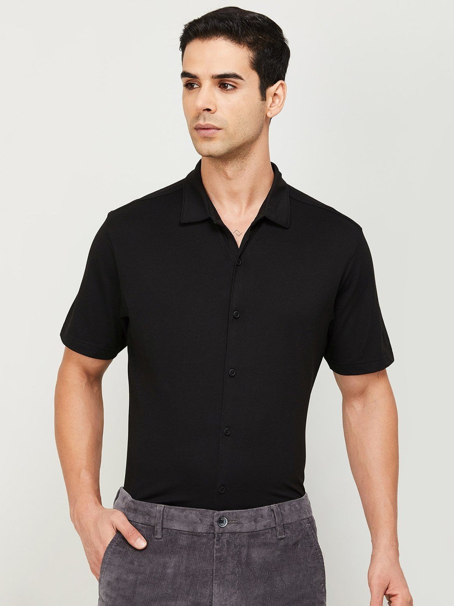 Buy Code by Lifestyle Black Regular Fit Shirts for Mens Online
