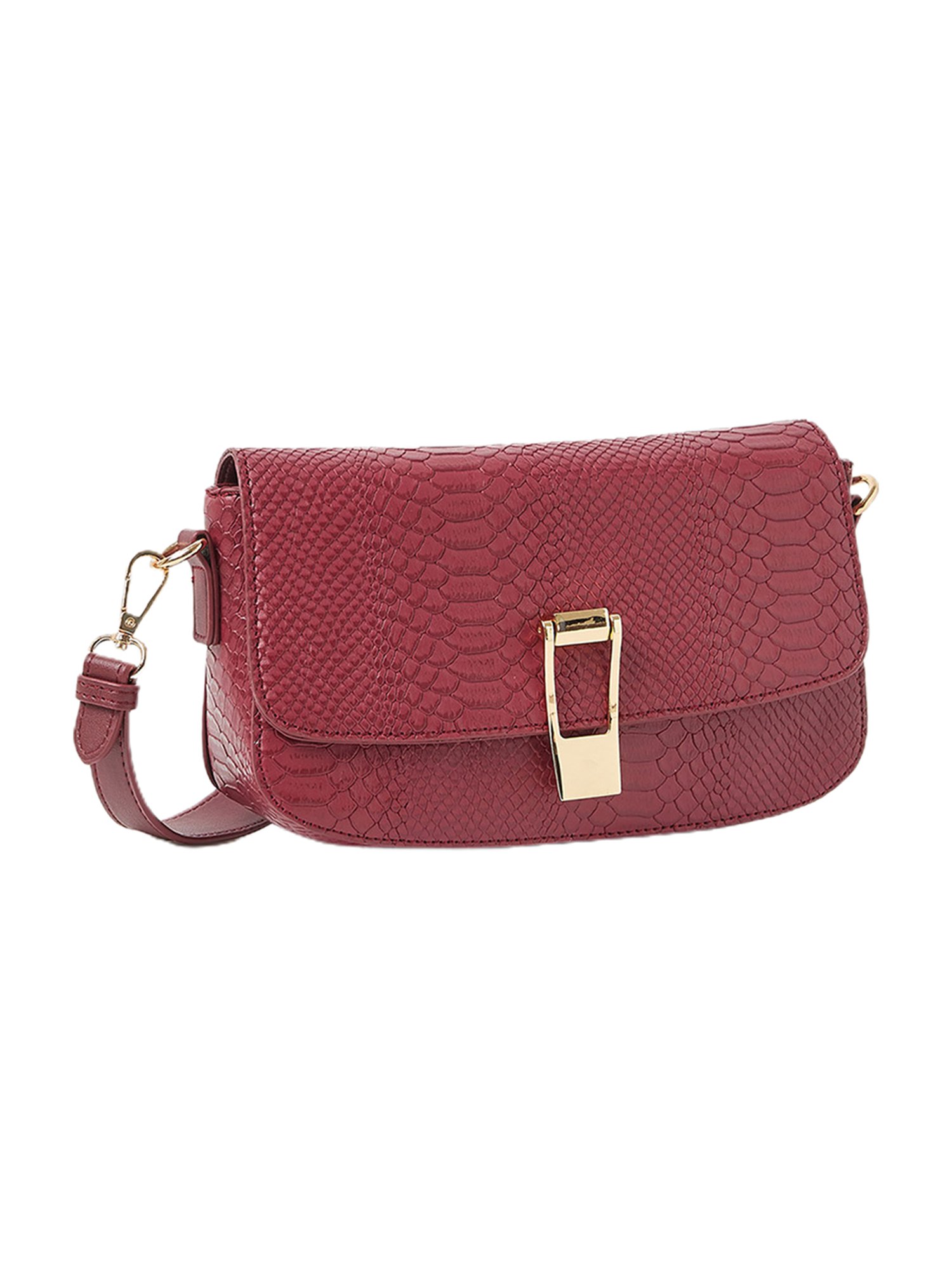 Buy Styli Red Textured Handbag with Scarf Detail at Best Price @ Tata CLiQ