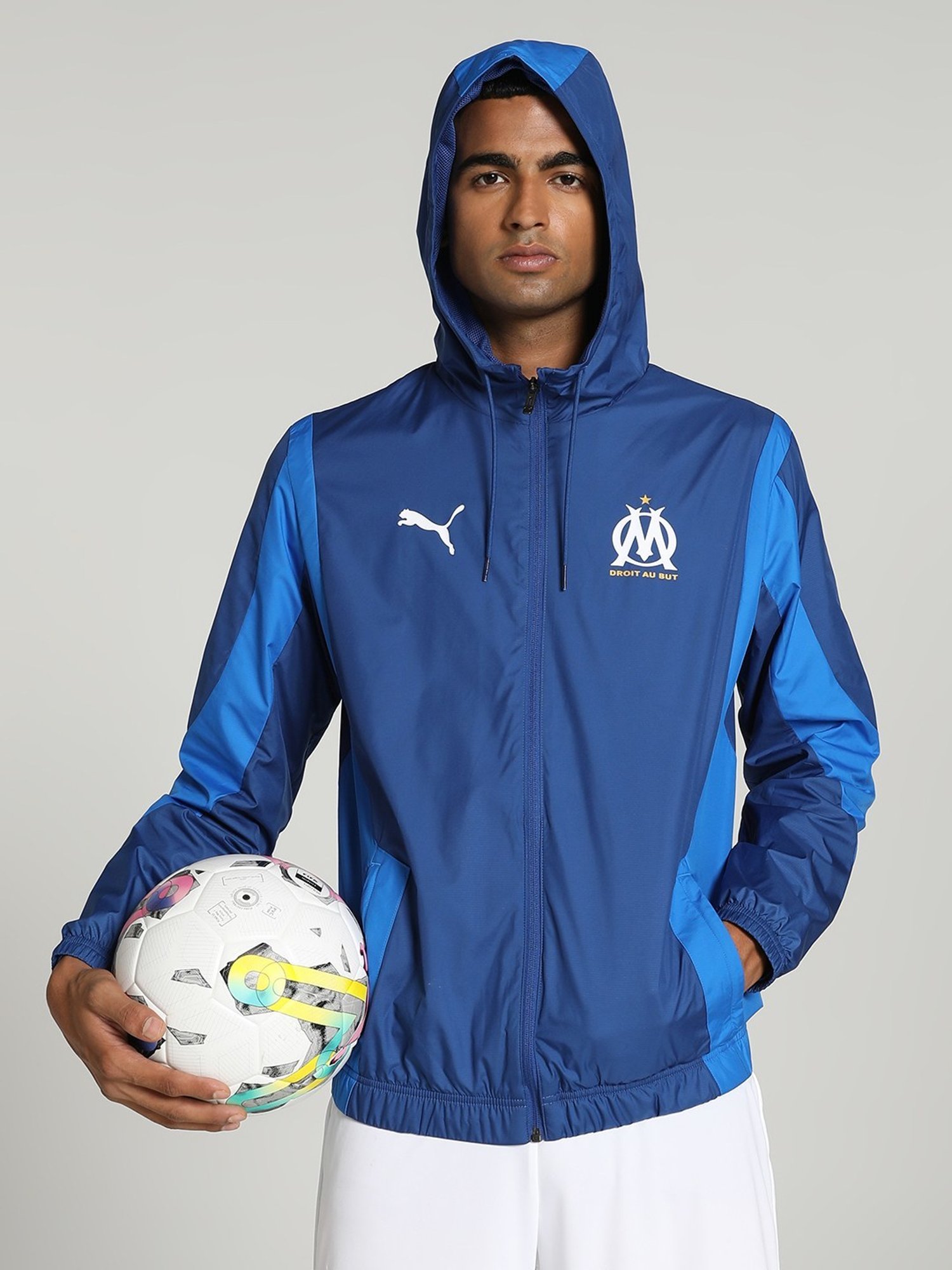 Buy Puma Royal Blue Regular Fit Colour Block Sports Hoodie for Mens Online  @ Tata CLiQ