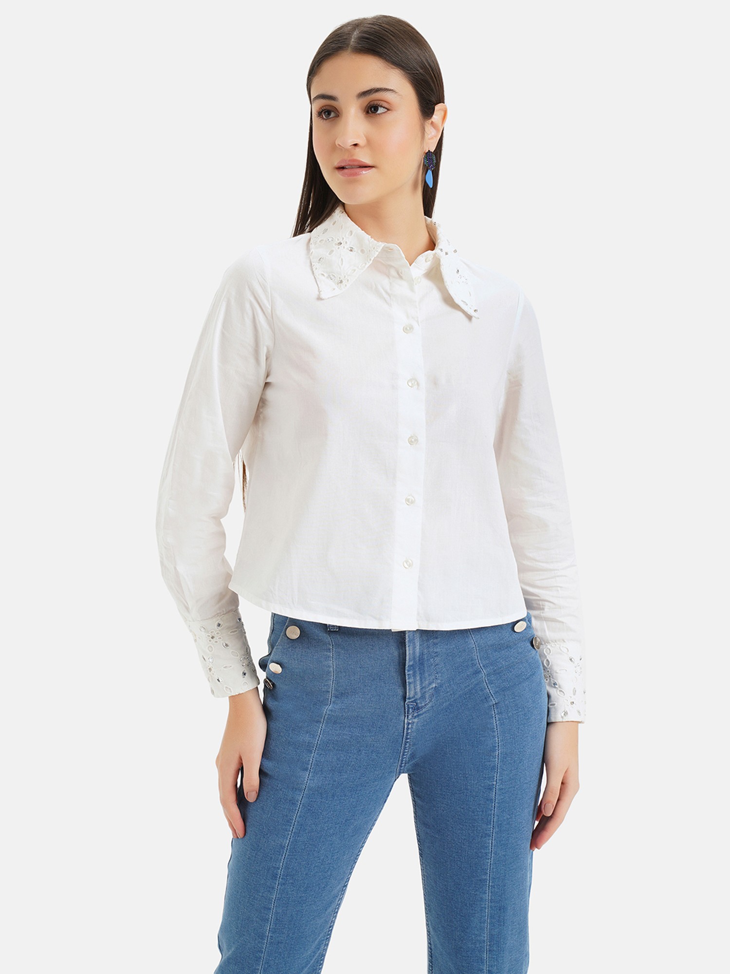 Kazo White Embellished Shirt