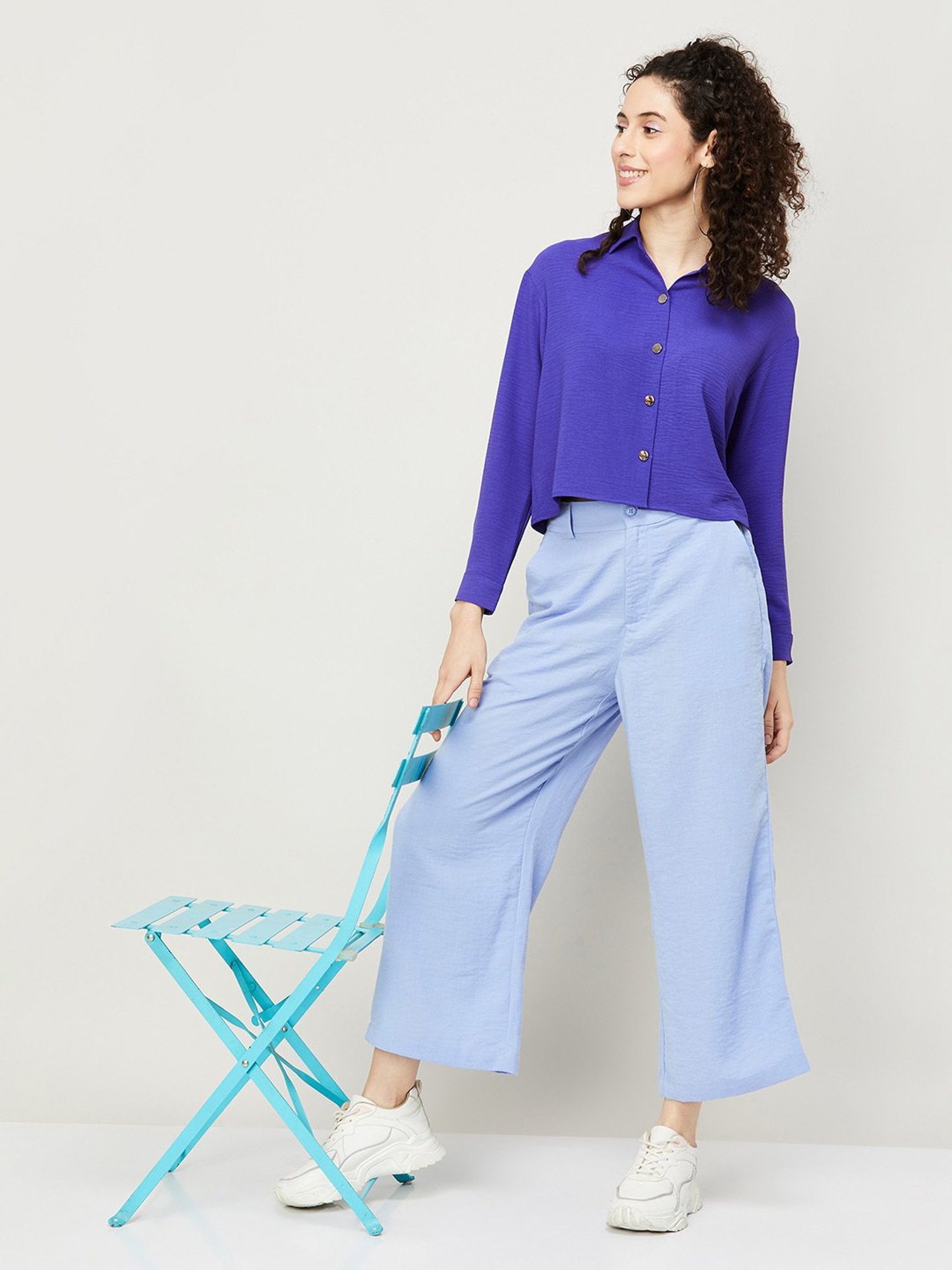 Buy Ginger by Lifestyle Light Blue Regular Fit Pants for Women Online @  Tata CLiQ
