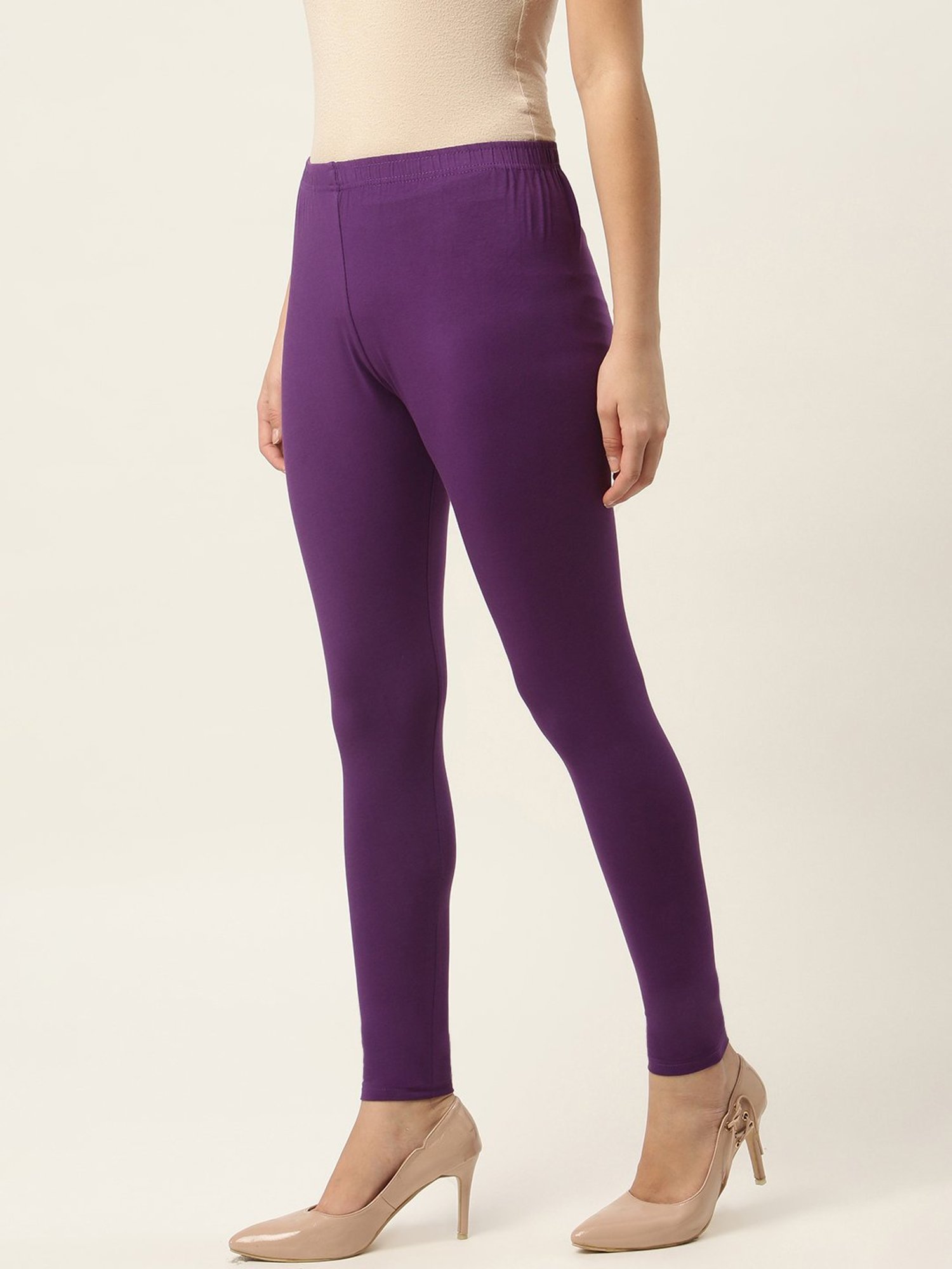 Buy Dollar Missy Women Purple Solid Churidar Leggings - Leggings for Women  7416734 | Myntra