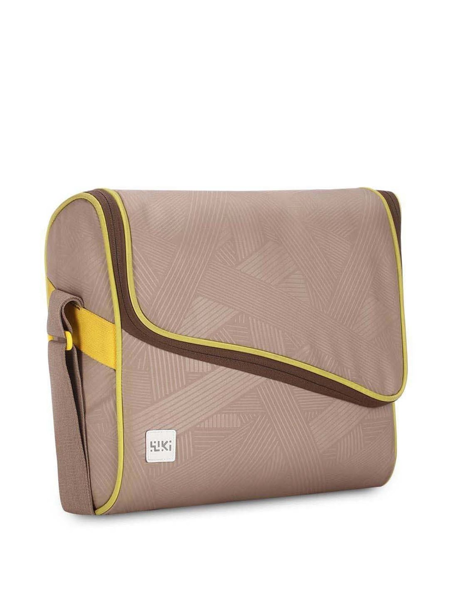 ☆MCLANEE☆ Wiki shoulder bag wiki Buy Wiki Beige Striped Medium Messenger Bag Online At Best