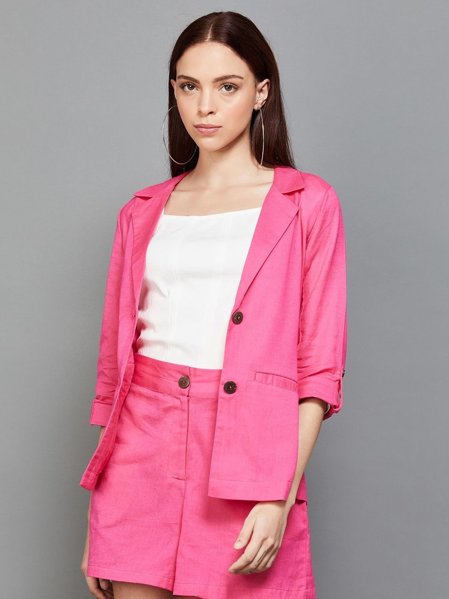 pink cotton blazer