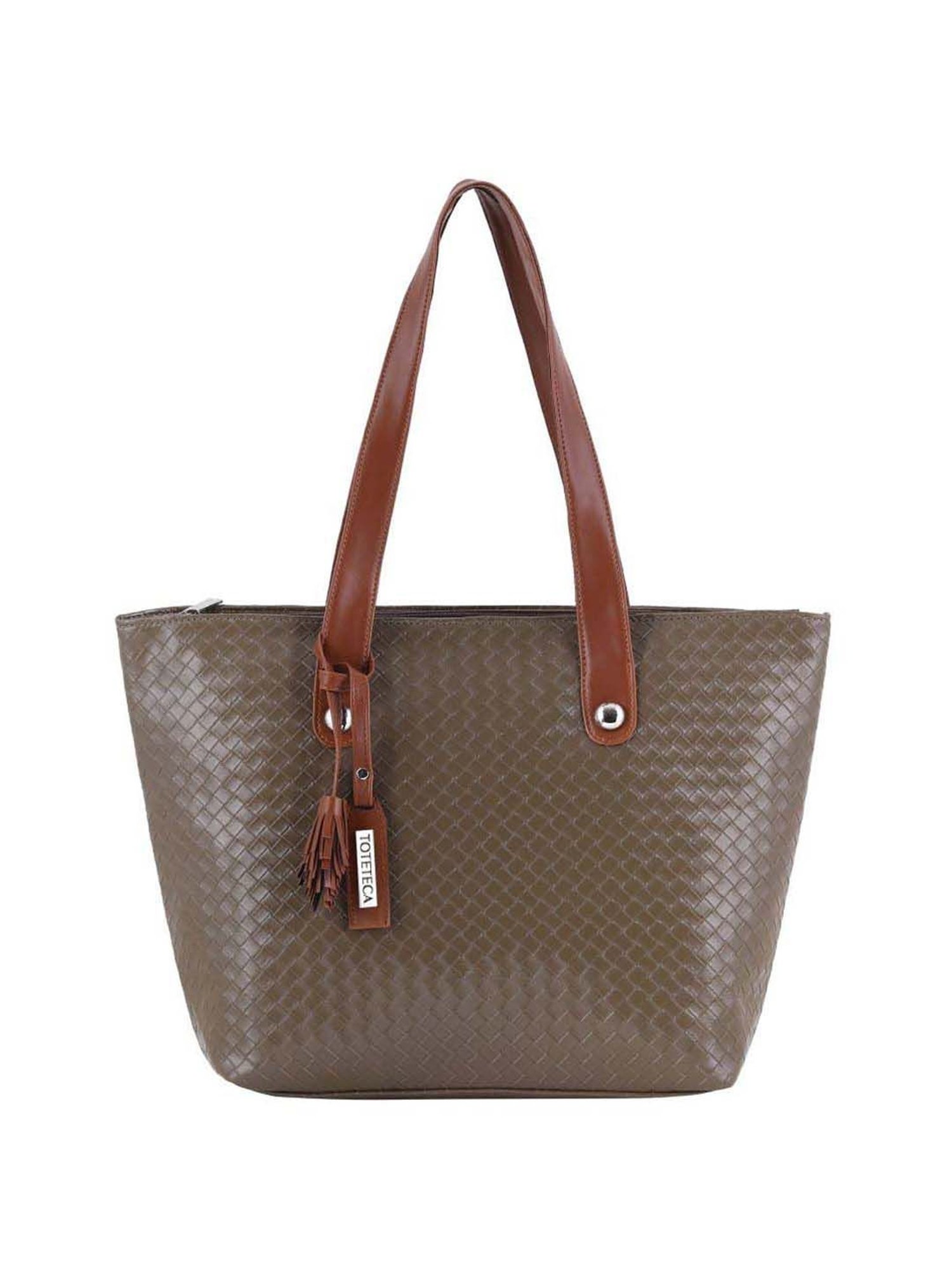 Buy Toteteca Olive Textured Medium Tote Handbag Online At Best