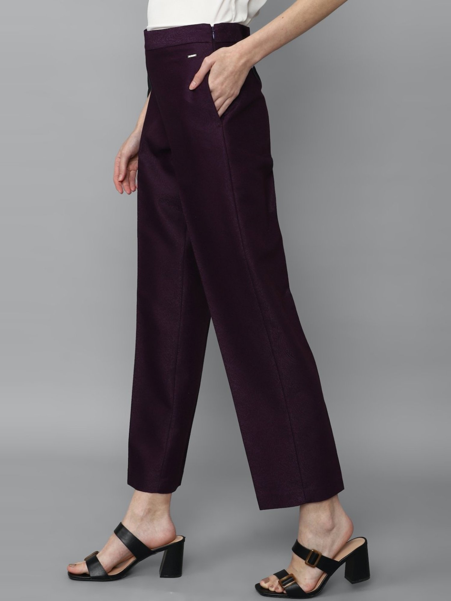 Popwings Women Formal Regular Fit Purple Solid Midrise Trousers at Rs  260/piece in New Delhi