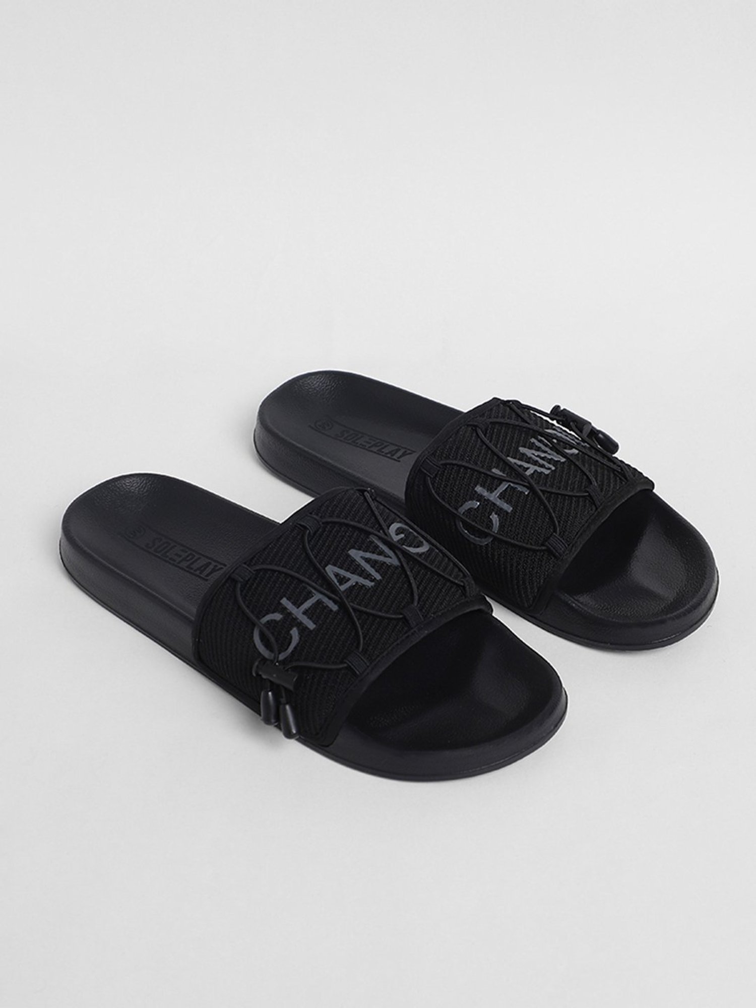 All black best sale designer slides