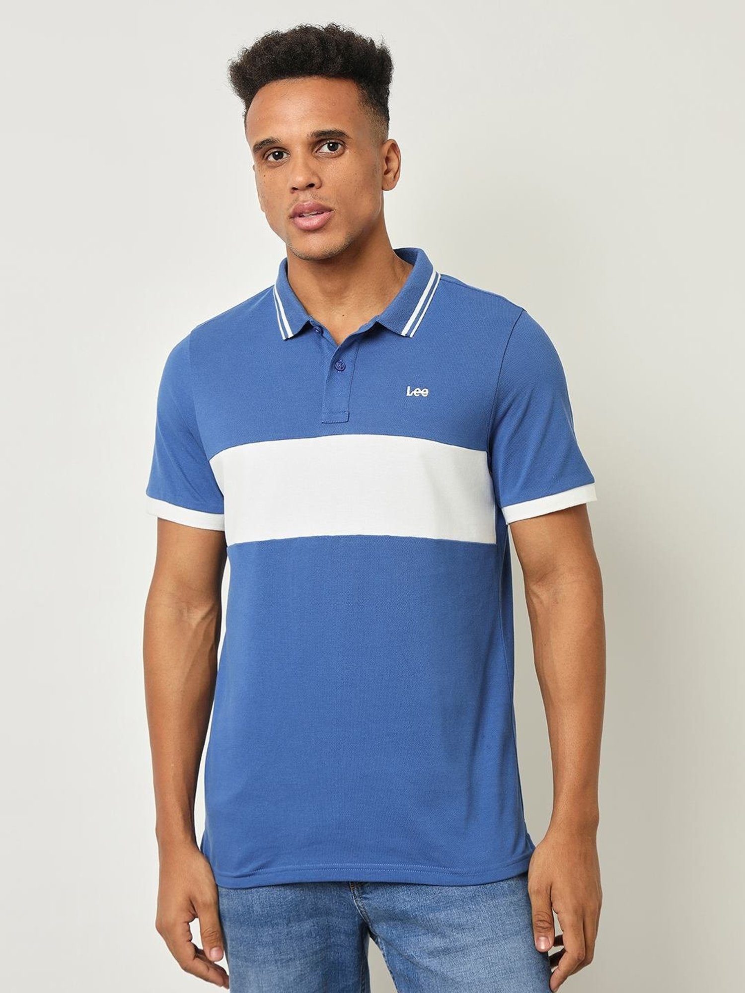 Buy Lee Teal Cotton Slim Fit Polo T-Shirts for Mens Online @ Tata CLiQ