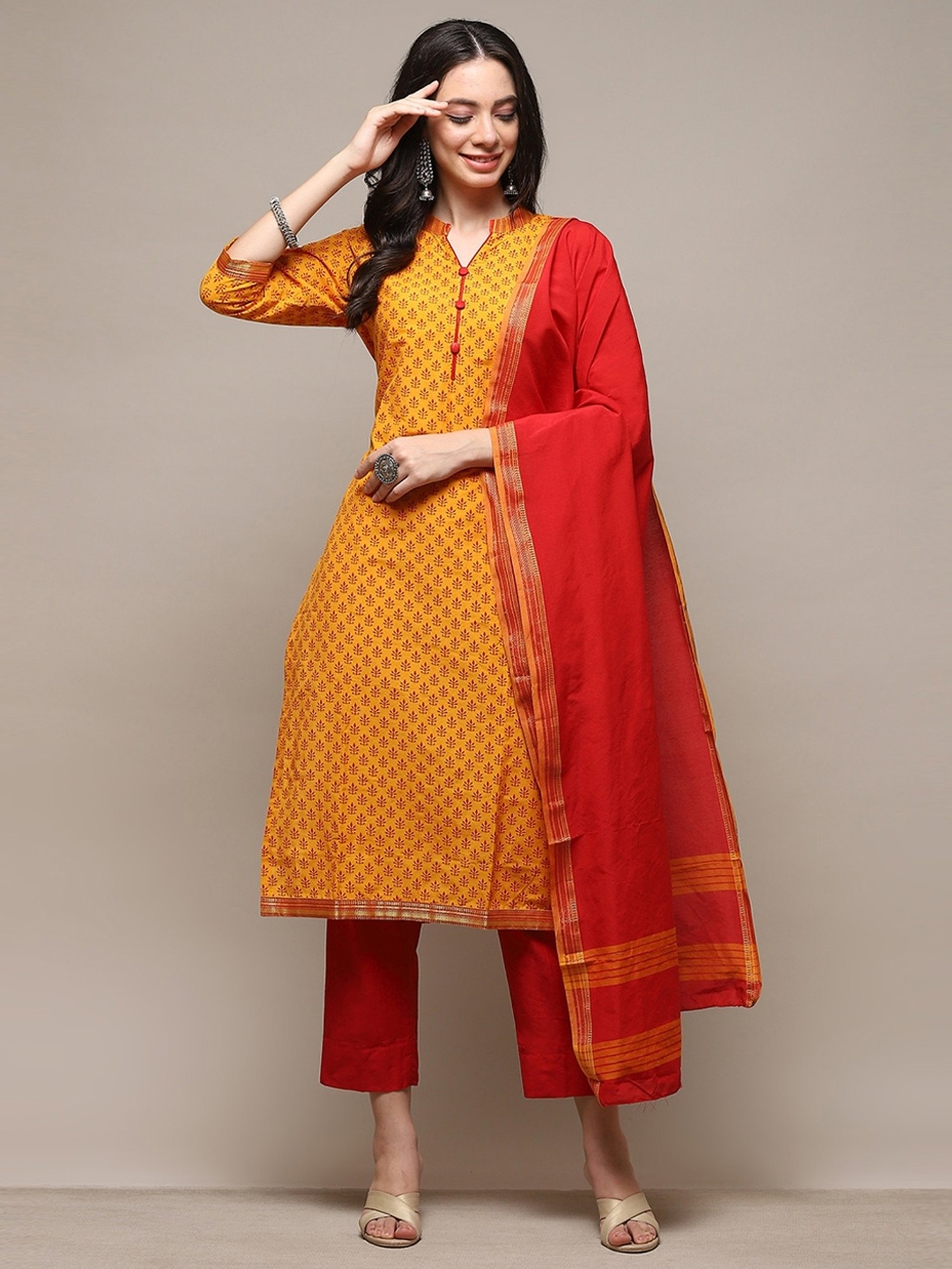 biba orange dress Buy Orange Cotton Floral Tiered Dress Online at Biba India
