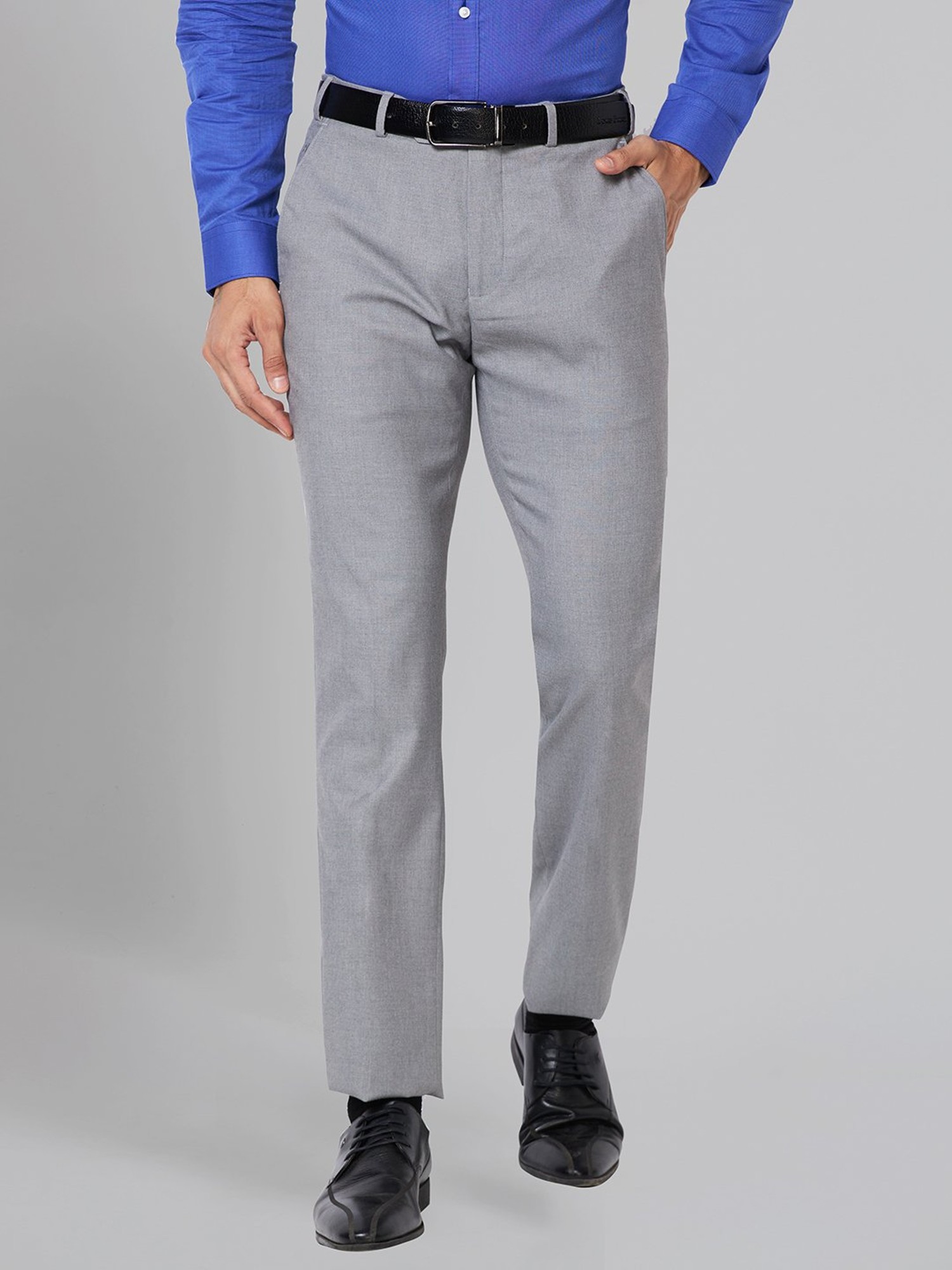 Buy Raymond Dark Blue Contemporary Fit Flat Front Trousers for Men's Online  @ Tata CLiQ
