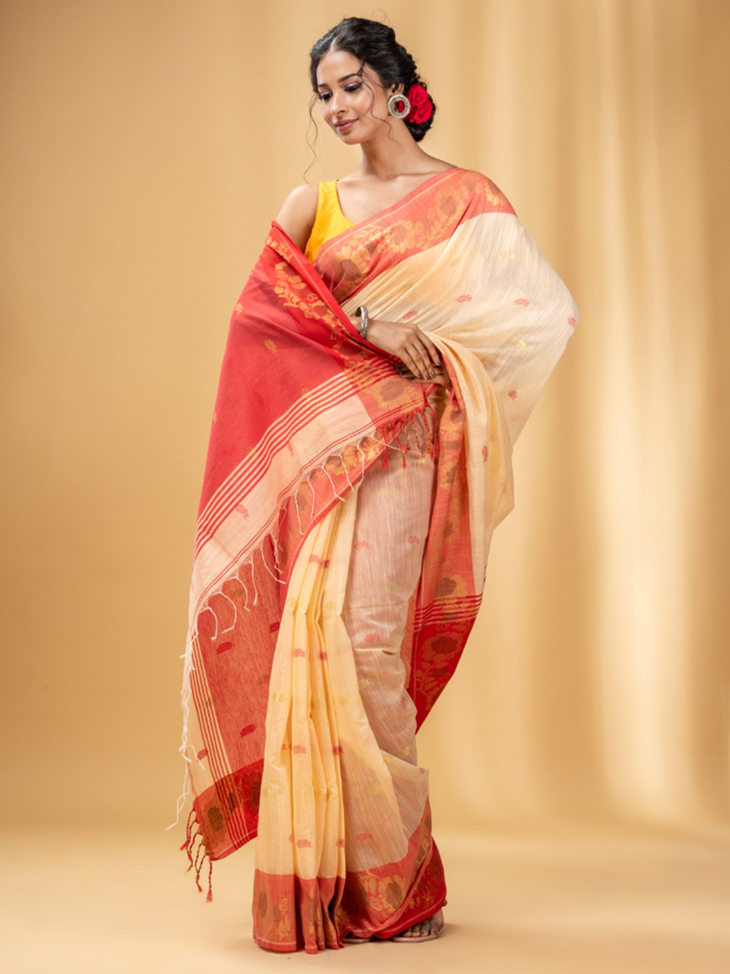 Cream Kanji Varam Saree With Blouse - Raswa - 4167555