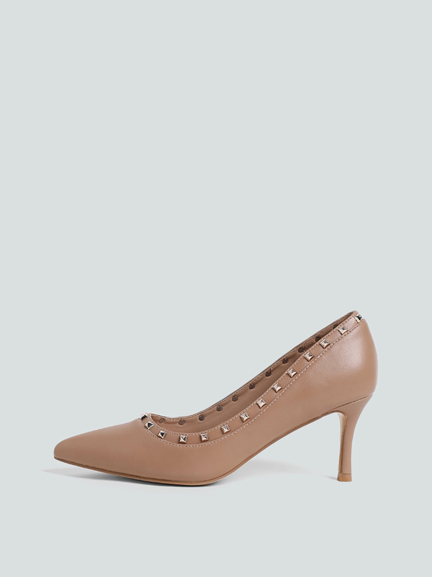 LUNA BLU by Westside Tan Pyramid Stud Pump Shoes