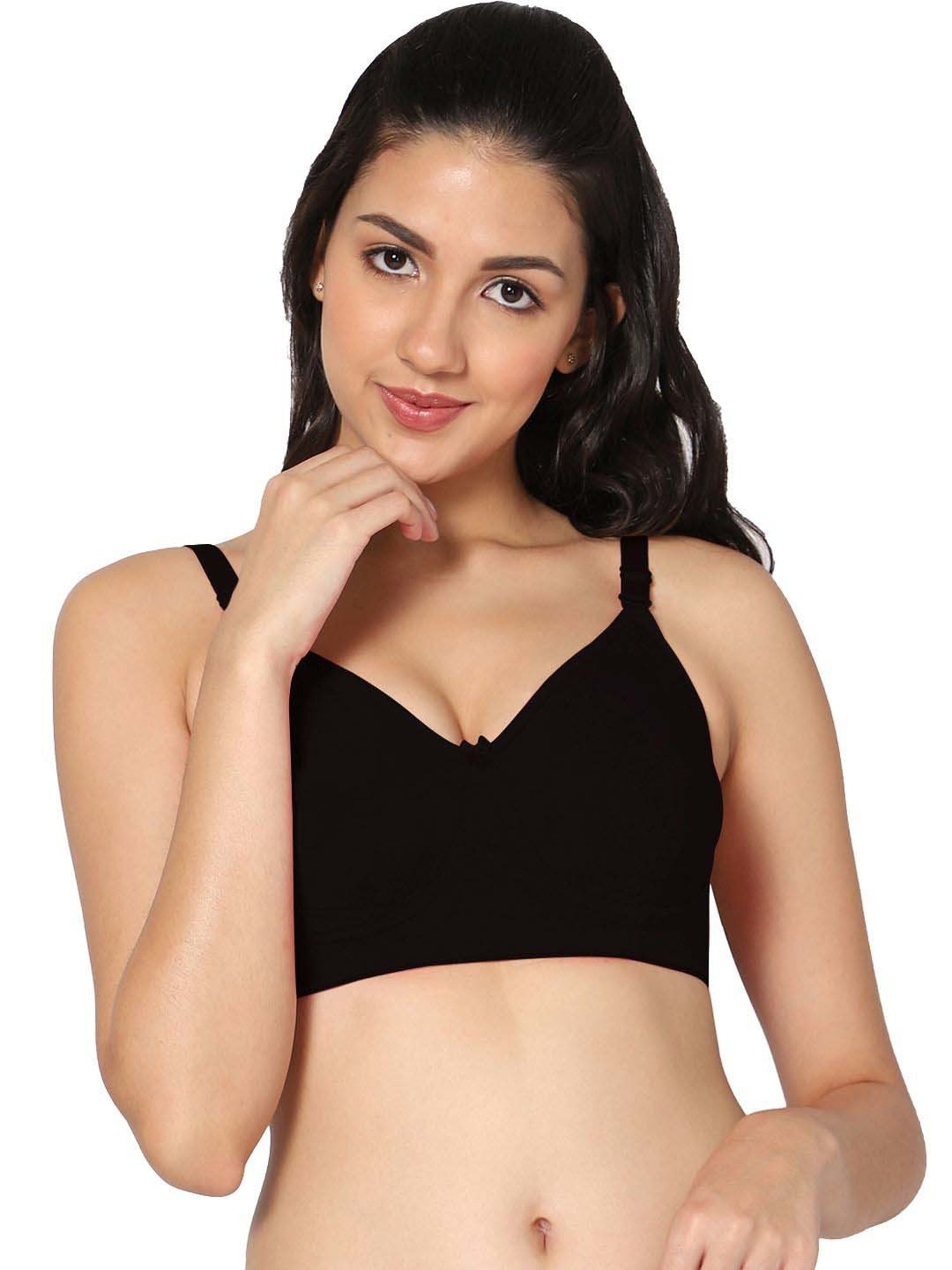 IN CARE Beige & Black Cotton T-Shirt Bras - Pack Of 2