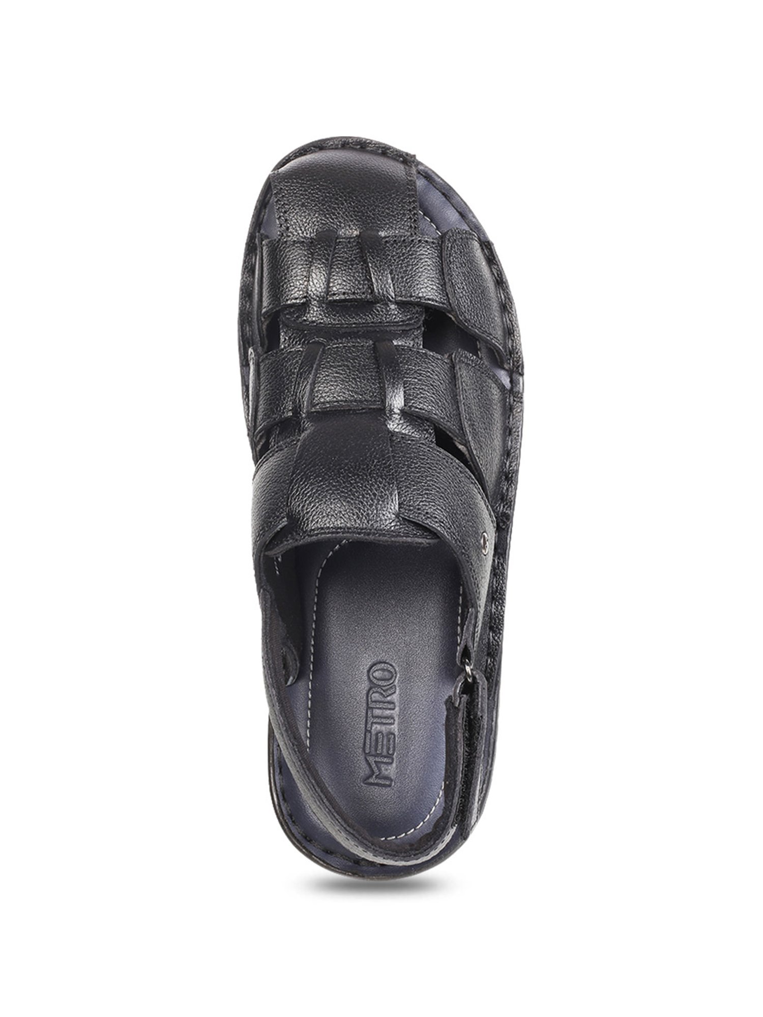 Metro METRO Men BLACK LEATHER BLACK Sandals - Buy Metro METRO Men BLACK  LEATHER BLACK Sandals Online at Best Prices in India on Snapdeal