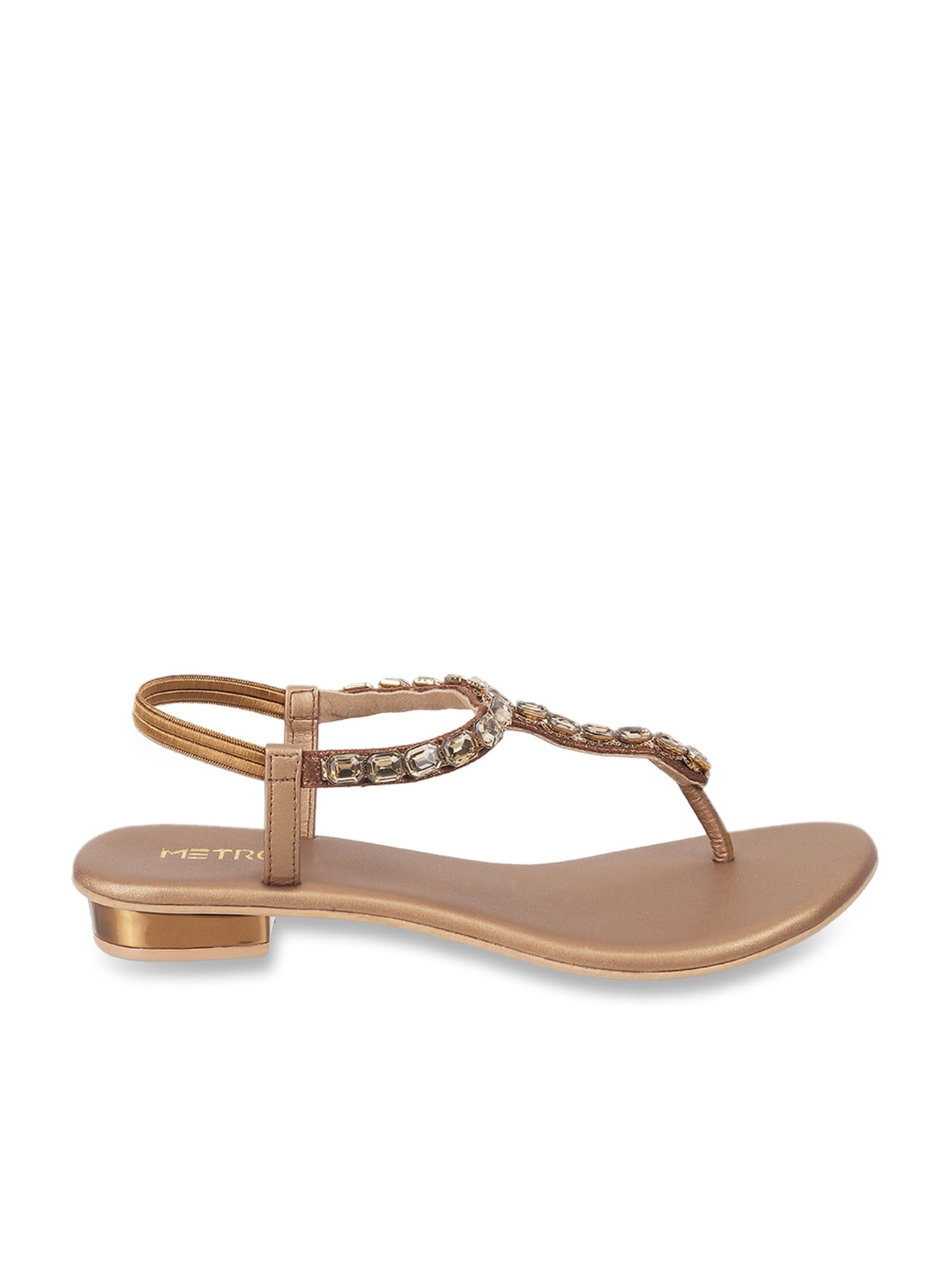 Bonpoint Girls Gold T-Strap Sandals Size 2 (34)