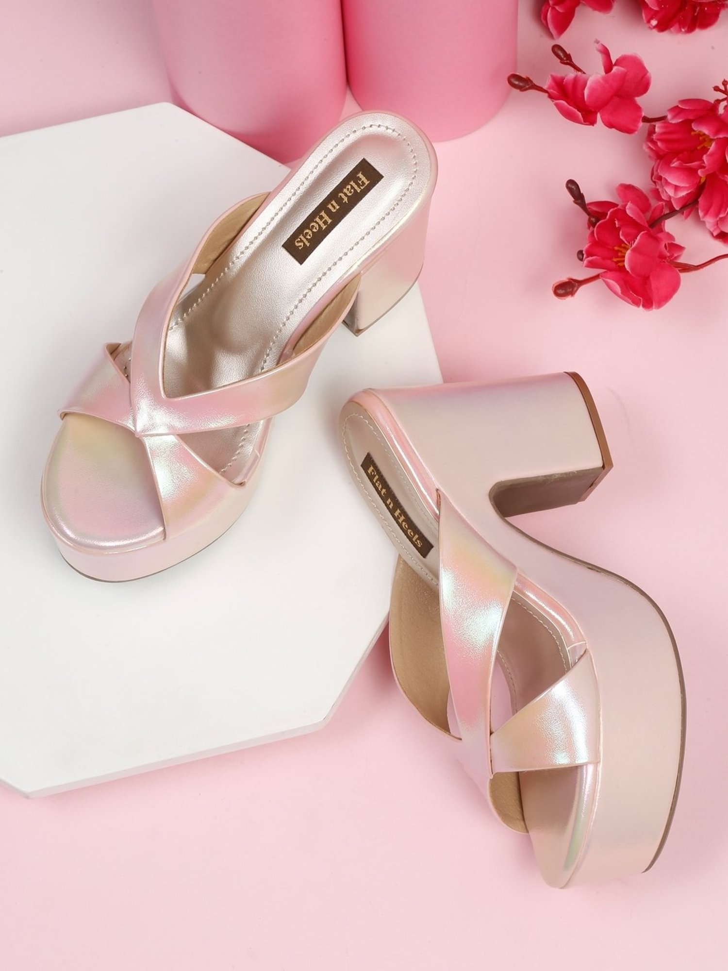 Crystal Embellished Cross Strap Block Heel Sandals | David's Bridal