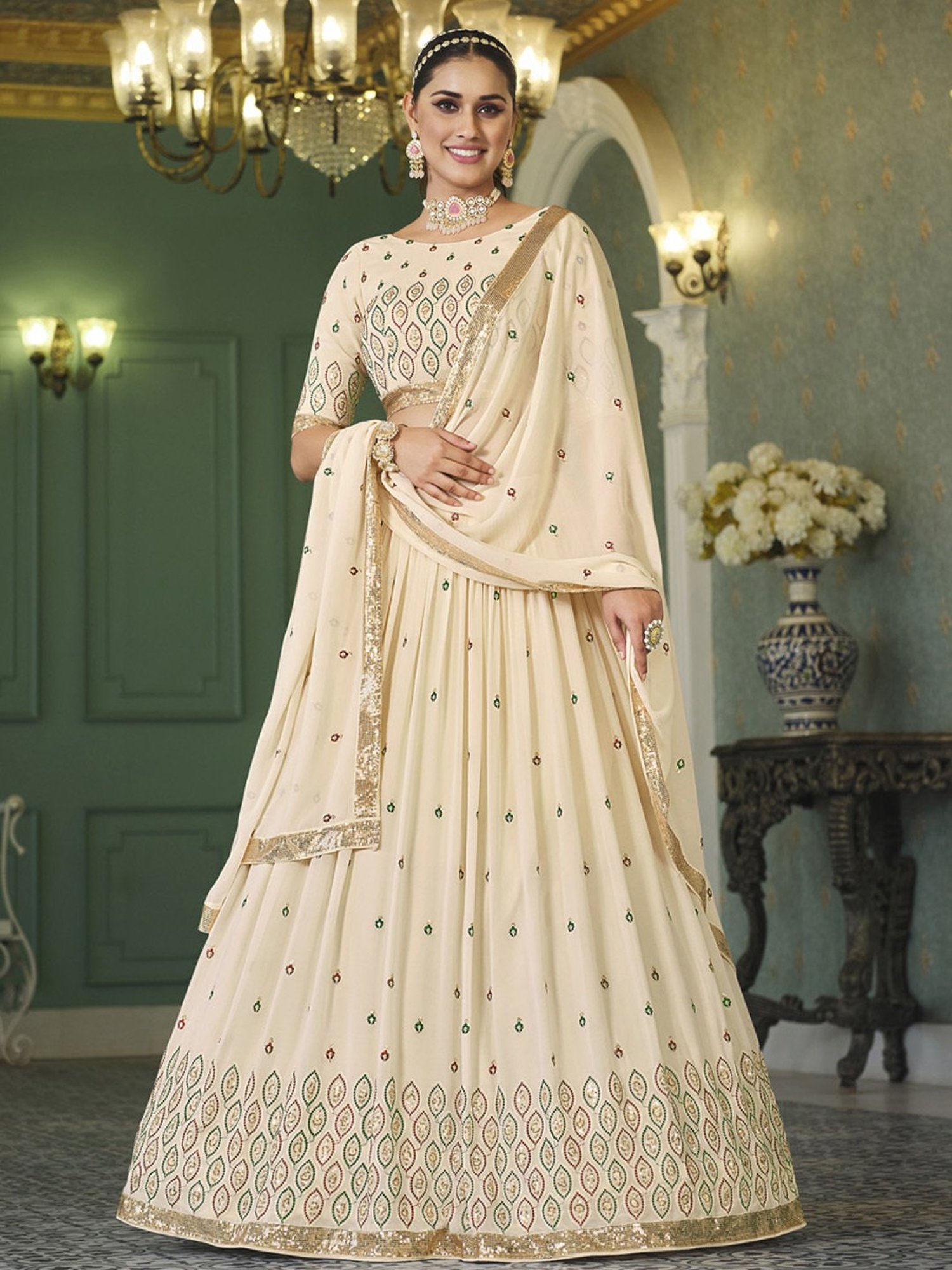 Share more than 165 cream colour lehenga choli latest