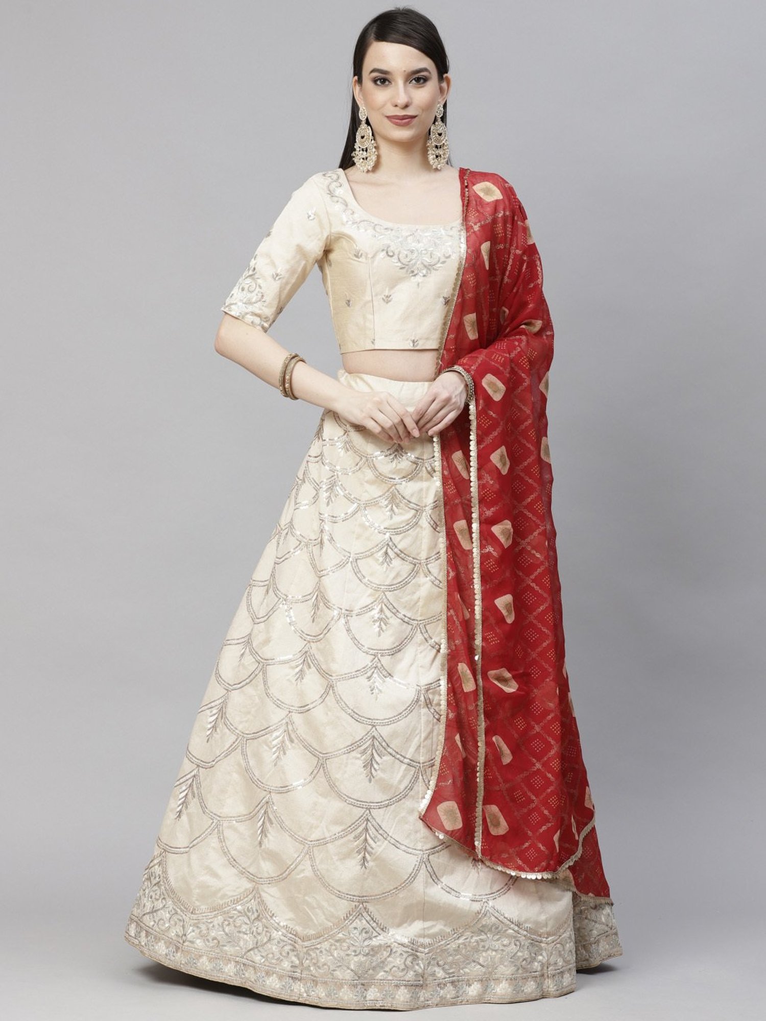 Off White Anarkali With Maroon Dupatta | Lashkaraa | Party wear indian  dresses, Indian dresses, Indian outfits