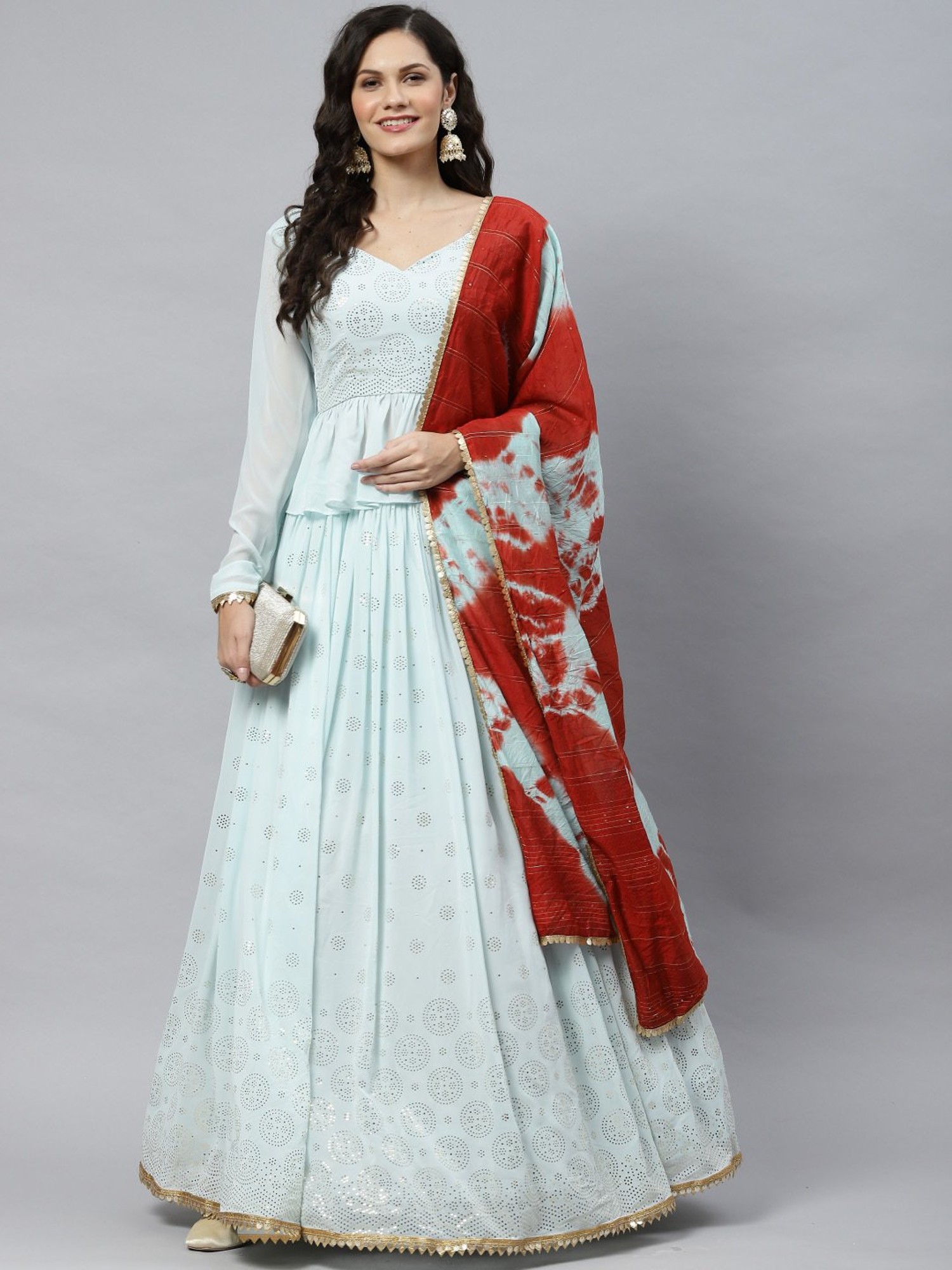 Buy Rosewood Red Lehenga With Matching Blouse In Raw Silk And Mint Blue Net  Dupatta Online - Kalki Fashion