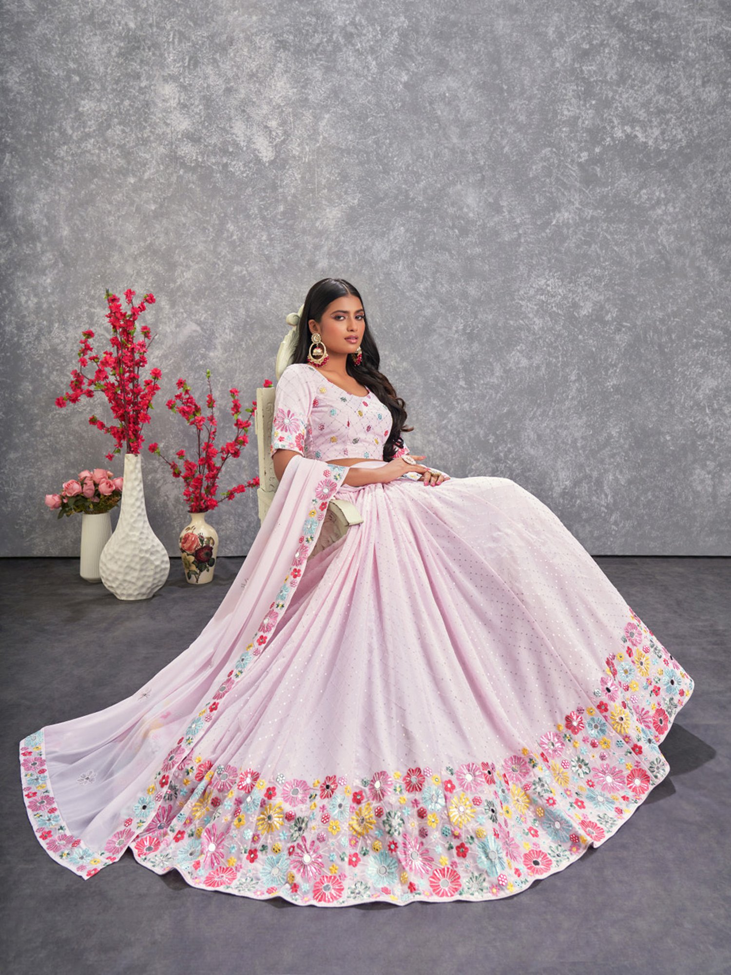 Stylish off white jacket style lehenga choli - G3-WLC14085 | G3fashion.com