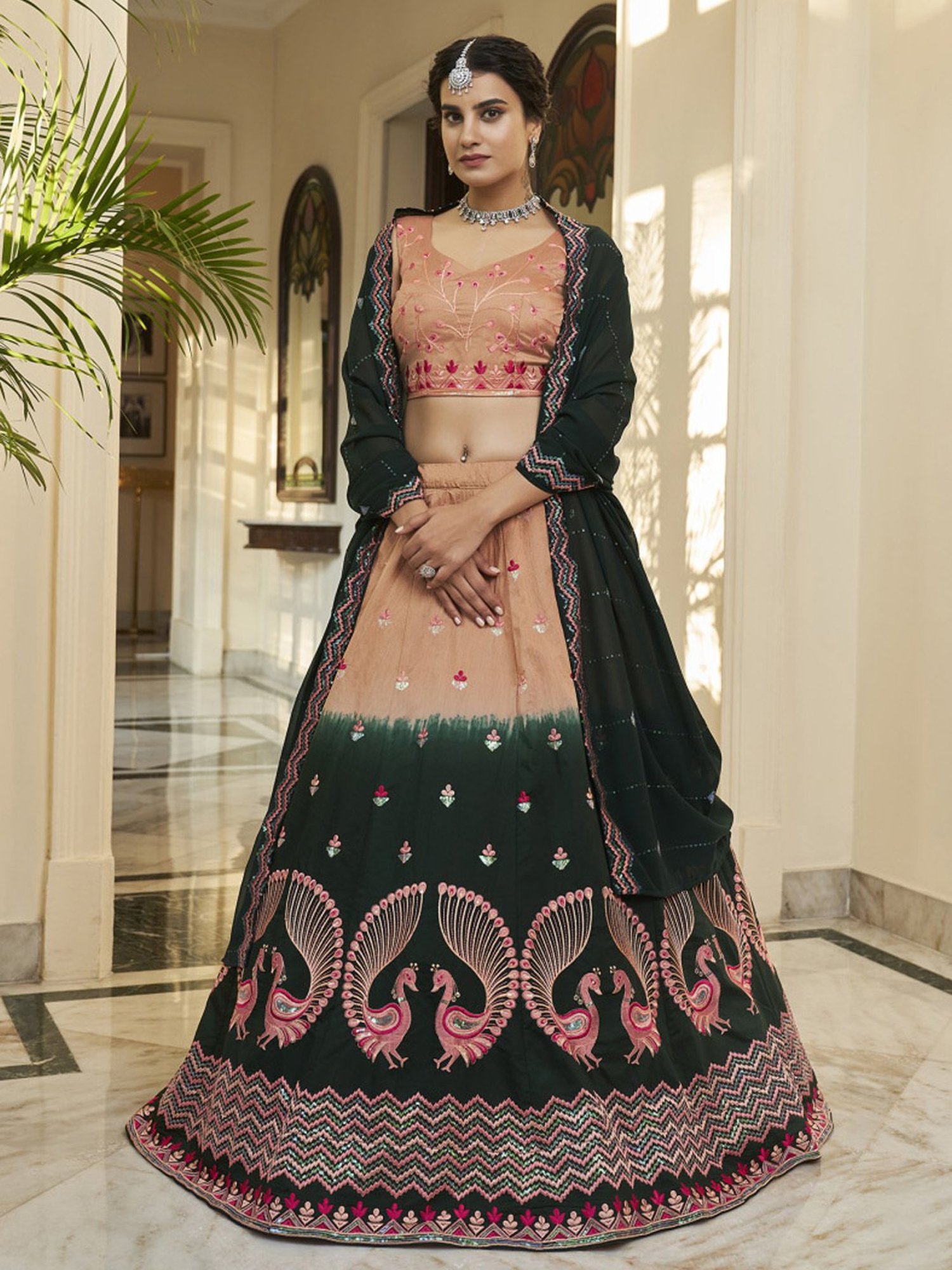 Buy Black Art Silk A Line Lehenga Wedding Wear Online at Best Price |  Cbazaar