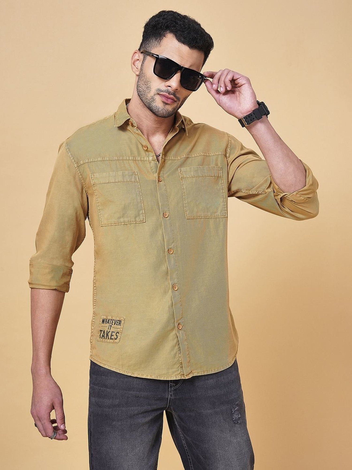 Buy Mustard Yellow Shirts for Men by DNMX Online | Ajio.com