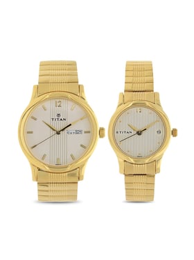 Titan couple gold on sale watches