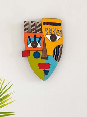 Buy ExclusiveLane Pinewood Tribal African Warrior Mask Wall at