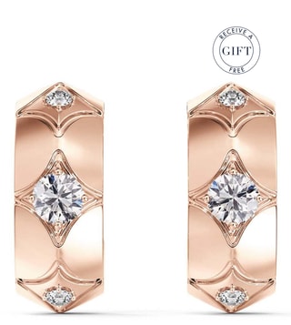 Buy ZAVYA Intricate Floral Rose Gold Huggie 925 Sterling Silver Earrings   Shoppers Stop