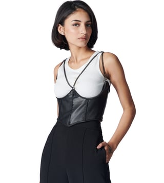 Off-White Cotton Corset Top Design by S&N by Shantnu Nikhil at