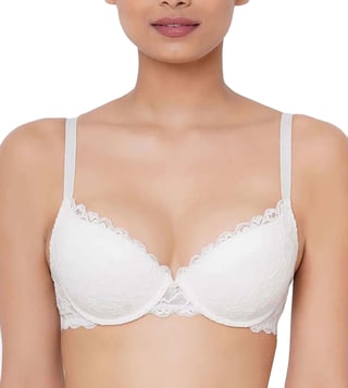 Buy Plush Desire Push-Up Padded Wired 3/4th Cup Lacy Bra - White Online