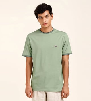 Buy Andamen Green Single Jersey Basil Crewneck T Shirt for Men