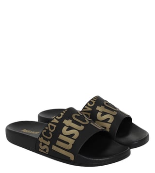 Just Cavalli Black Fondo Logo Slide Sandals