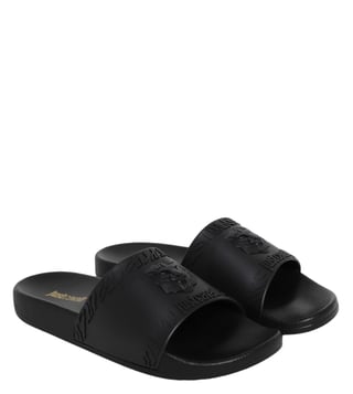 Just Cavalli Black Fondo Logo Slide Sandals