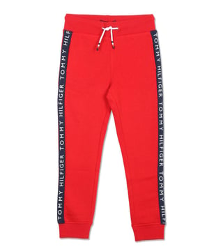 Tommy Hilfiger Kids Deep Crimson Printed Straight Fit Joggers