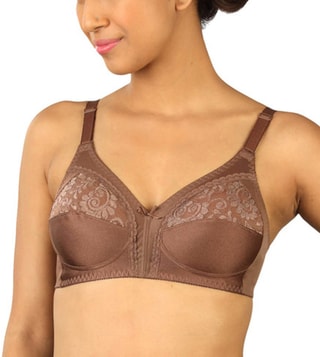 Buy Triumph Brown 103 Non-Wired Non-Padded Lace Minimizer Bra for