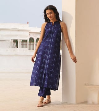 Ikkat on sale kurta designs