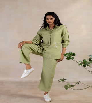 Shop Women's Rust Linen Cargo Pants Online