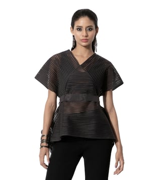 Buy Black Paneled Box Top for Women Online @ Tata CLiQ Luxury