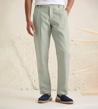 SANDRO elasticatedwaist Linen Trousers  Farfetch