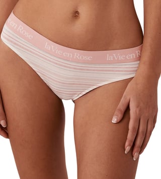 Buy La Vie En Rose Cotton and Logo Elastic Band Thong Panty online
