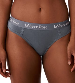 Buy la Vie en Rose Cotton and Logo Elastic Band Thong Panty for Women Online  @ Tata CLiQ Luxury
