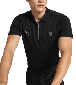 Buy Puma Ferrari Black Regular Fit Polo T Shirt for Men Online