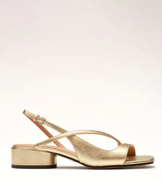 Gold strappy block discount heels