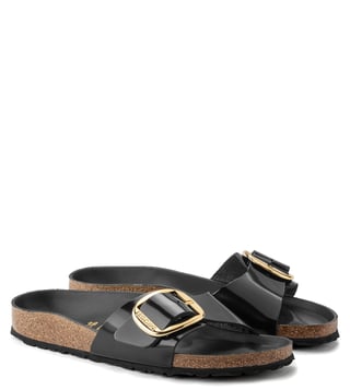 Buy Birkenstock High Shine Black Madrid Big Buckle Slide Sandals Online @  Tata CLiQ Luxury