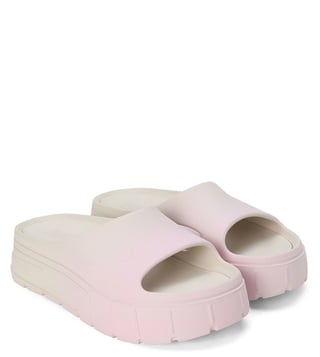 Puma pink platform outlet slides