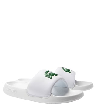 Buy Lacoste White Croco 1.0 Logo Slide Sandals for Men Online