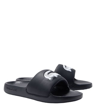 Buy Lacoste Black Croco 1.0 Logo Slide Sandals for Men Online