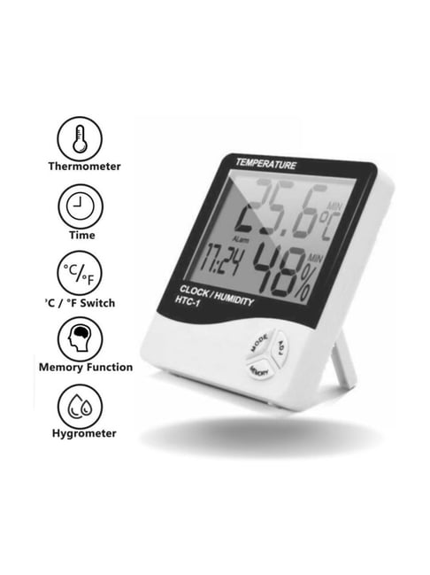 MCP Digital Room Thermometer with Humidity Indicator and Clock