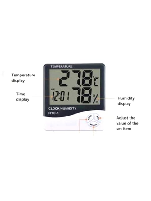 MCP Digital Room Thermometer with Humidity Indicator and Clock